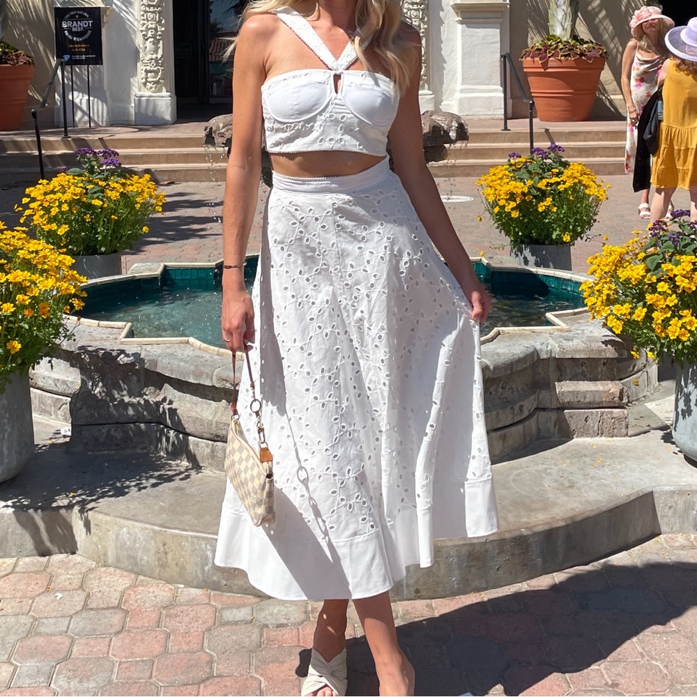 Zara White Eyelet Crop Top